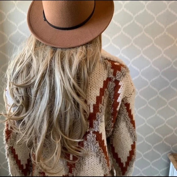 Montana Native Knit Sherpa Sweater Jacket - Lavender Tribe