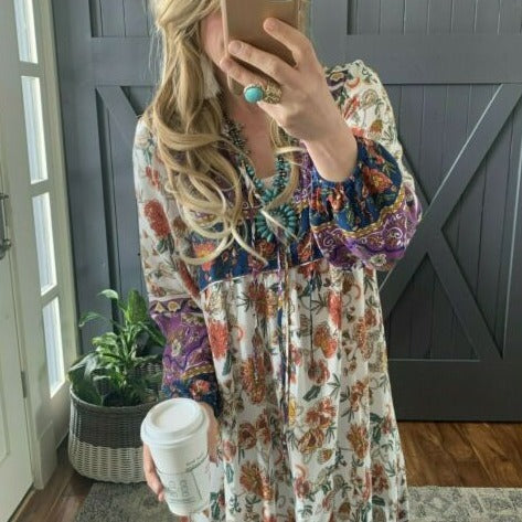 Kelly Bohemian Floral Maxi Dress - Lavender Tribe