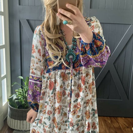 Kelly Bohemian Floral Maxi Dress - Lavender Tribe
