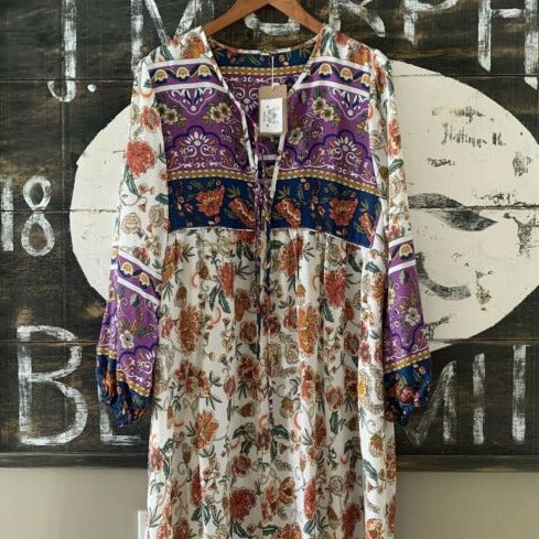 Kelly Bohemian Floral Maxi Dress - Lavender Tribe