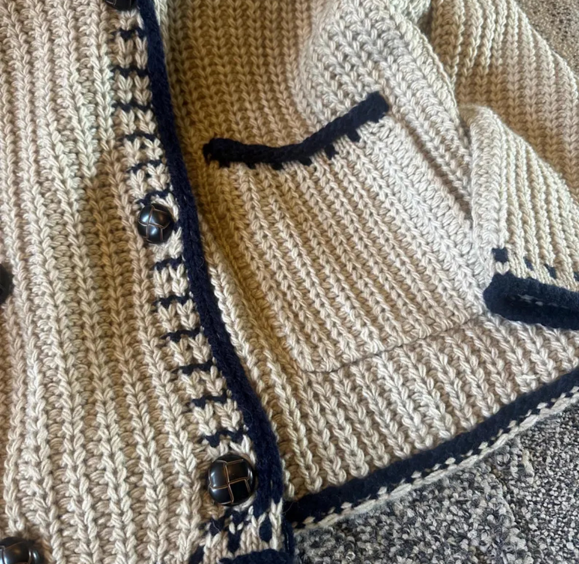 Oversized Fisherman's Knit Wool Sweater - Lavender Tribe