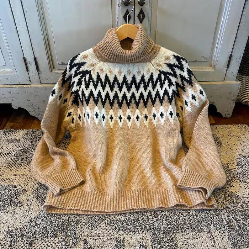 Fair Isle Knit Sweaters - Cardigans or Turtlenecks