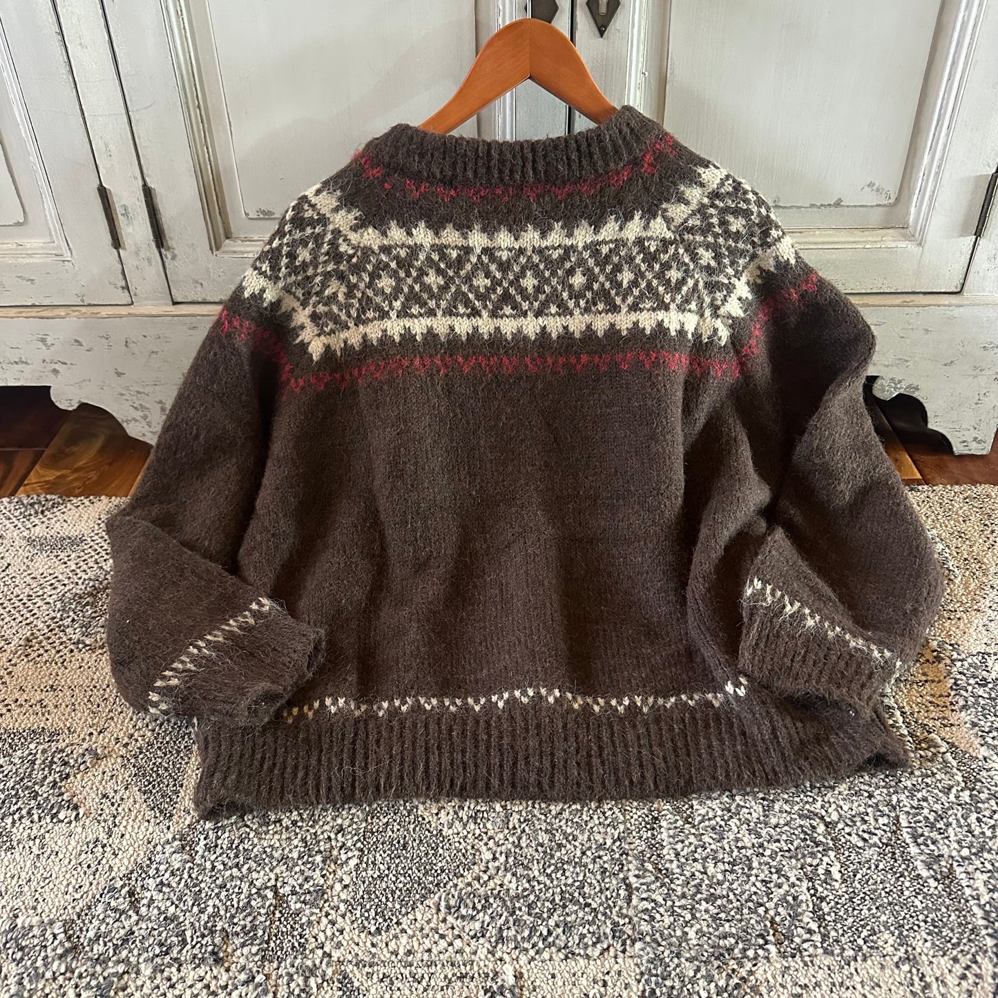 Fair Isle Brown Cardigan Sweater