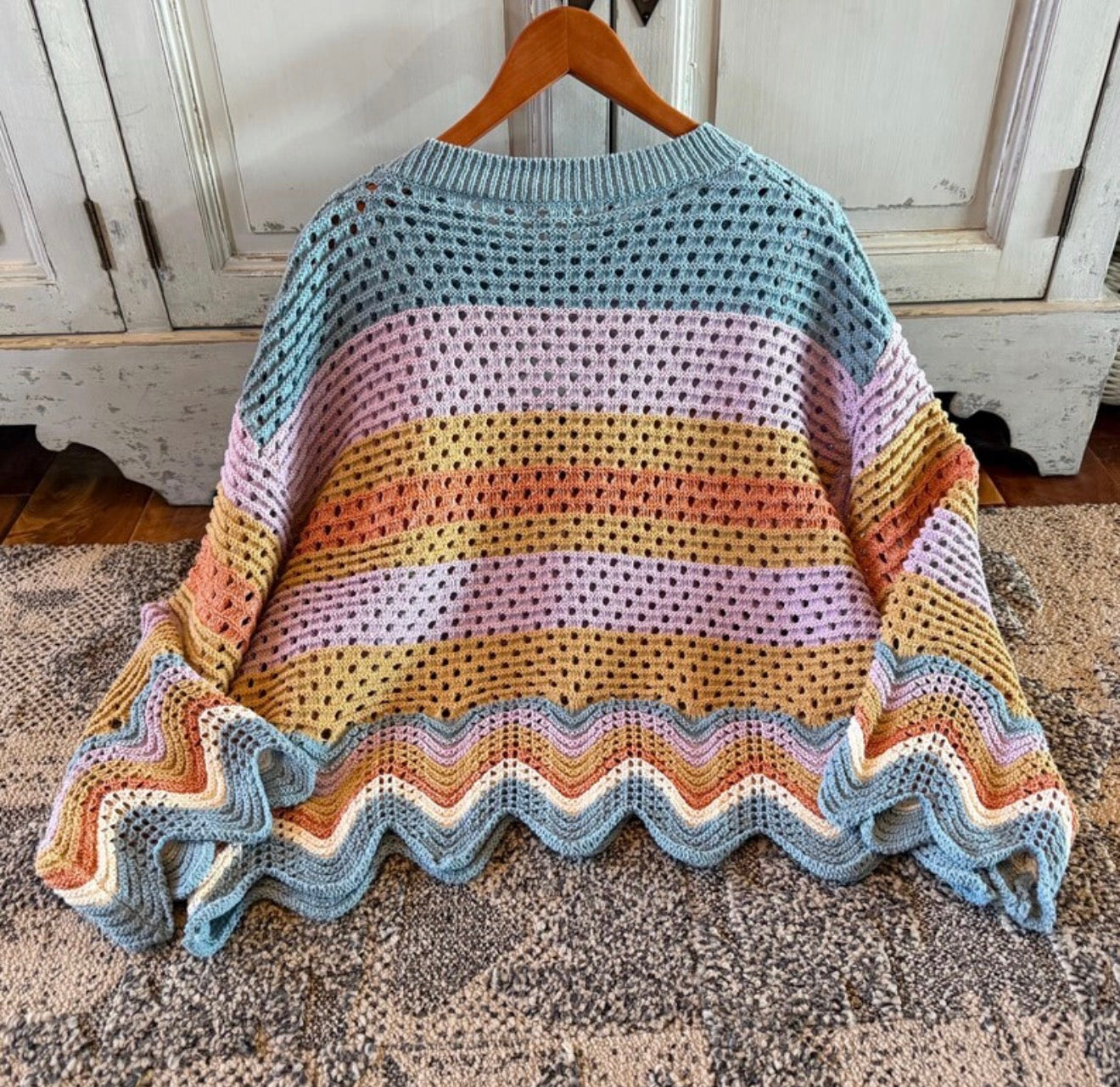 Striped Cotton Knit Lightweight Sweater - Lavender Tribe