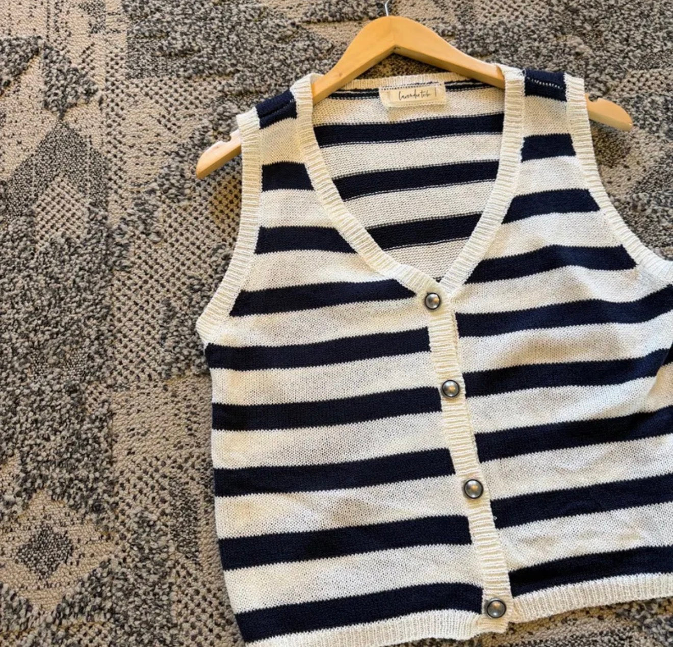 Navy & White Stripped Tank Top - Lavender Tribe