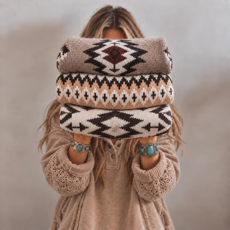 Fair Isle Knit Sweaters - Cardigans or Turtlenecks