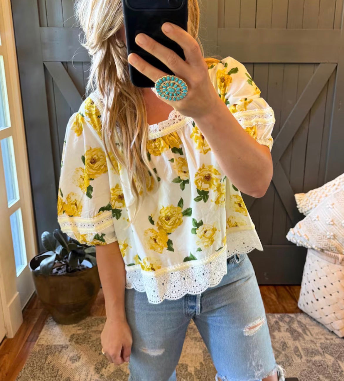 Cottage Floral Cotton Lace Blouse