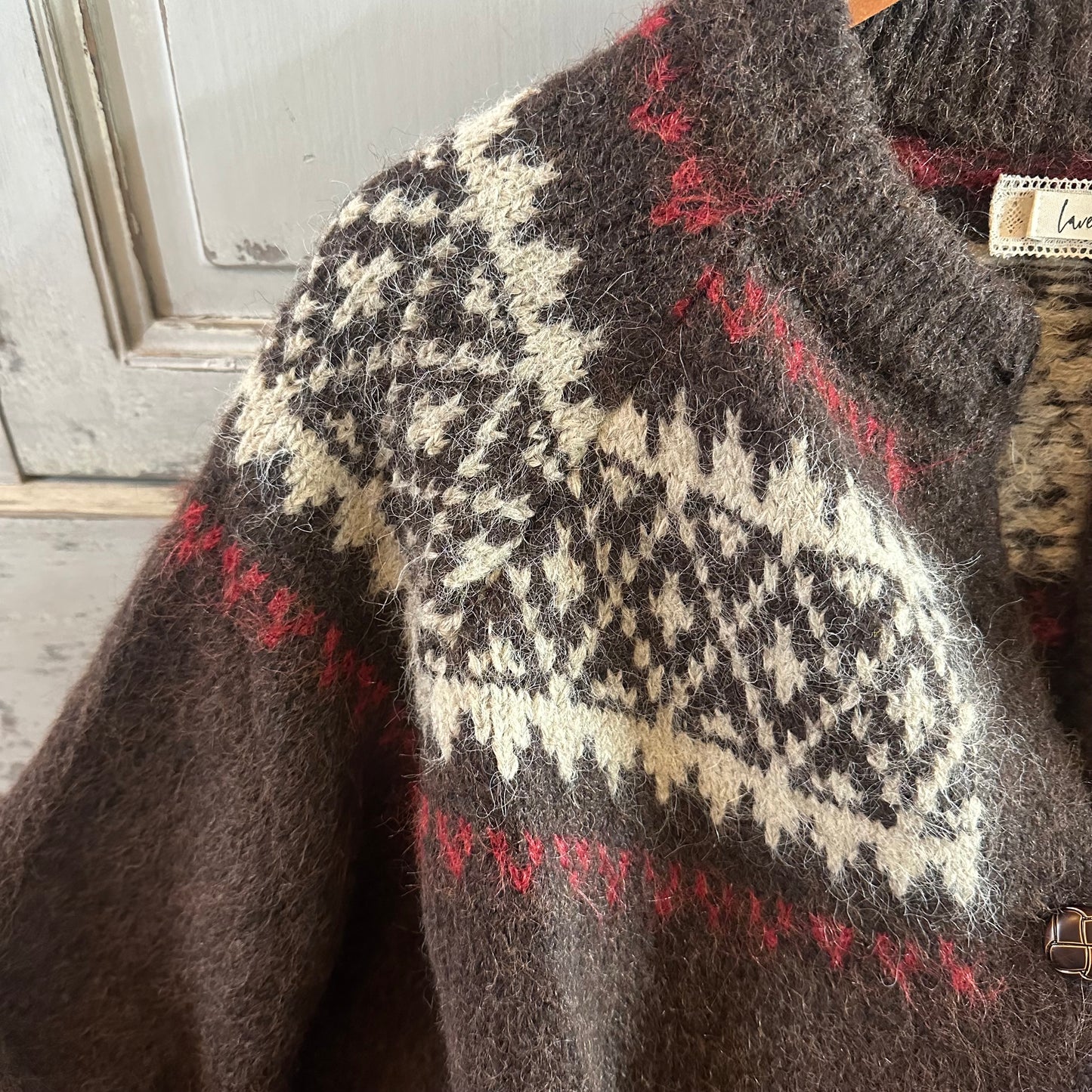 Fair Isle Brown Cardigan Sweater
