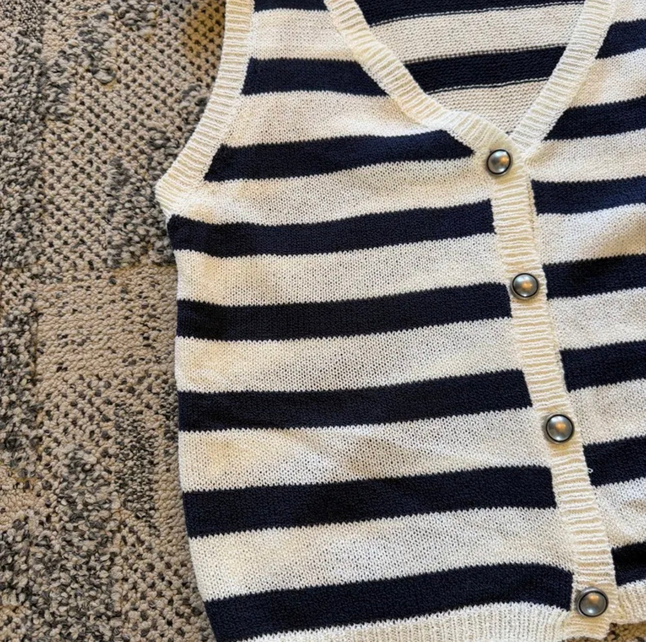 Navy & White Stripped Tank Top - Lavender Tribe