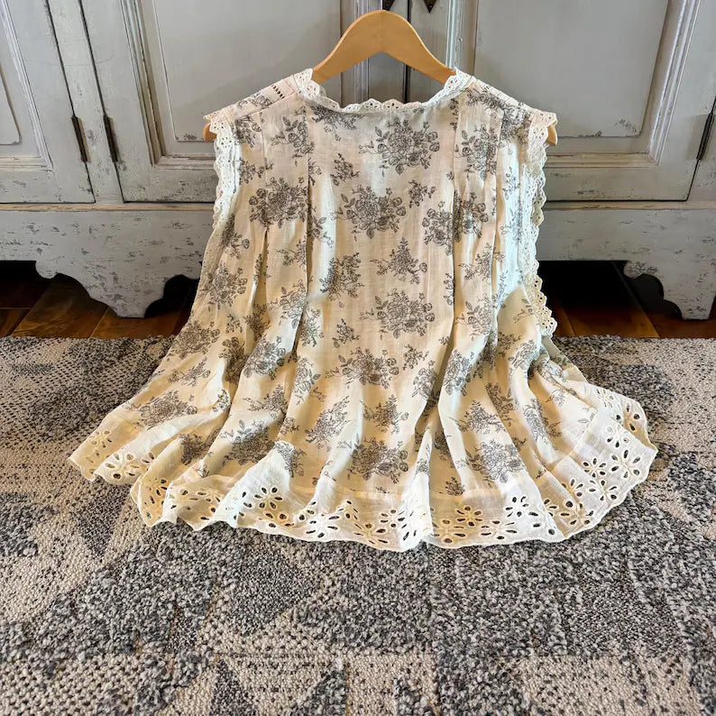 Cottage Toile Floral Sleeveless Blouse