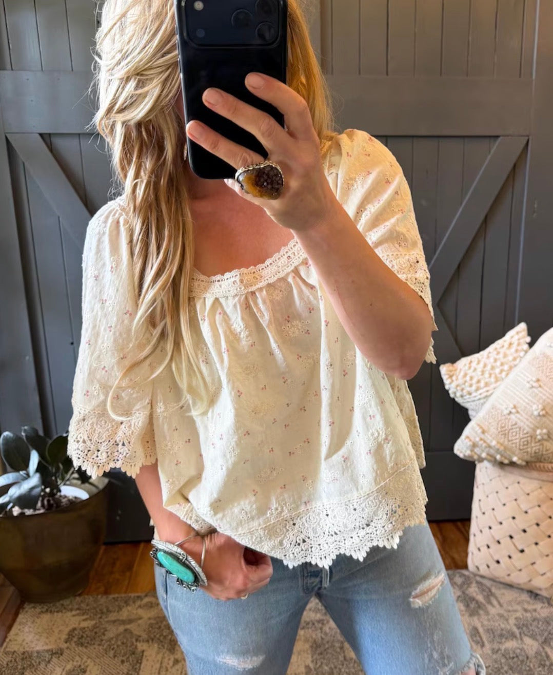 Floral Cottage Cotton Linen Blouse (Copy) - Lavender Tribe