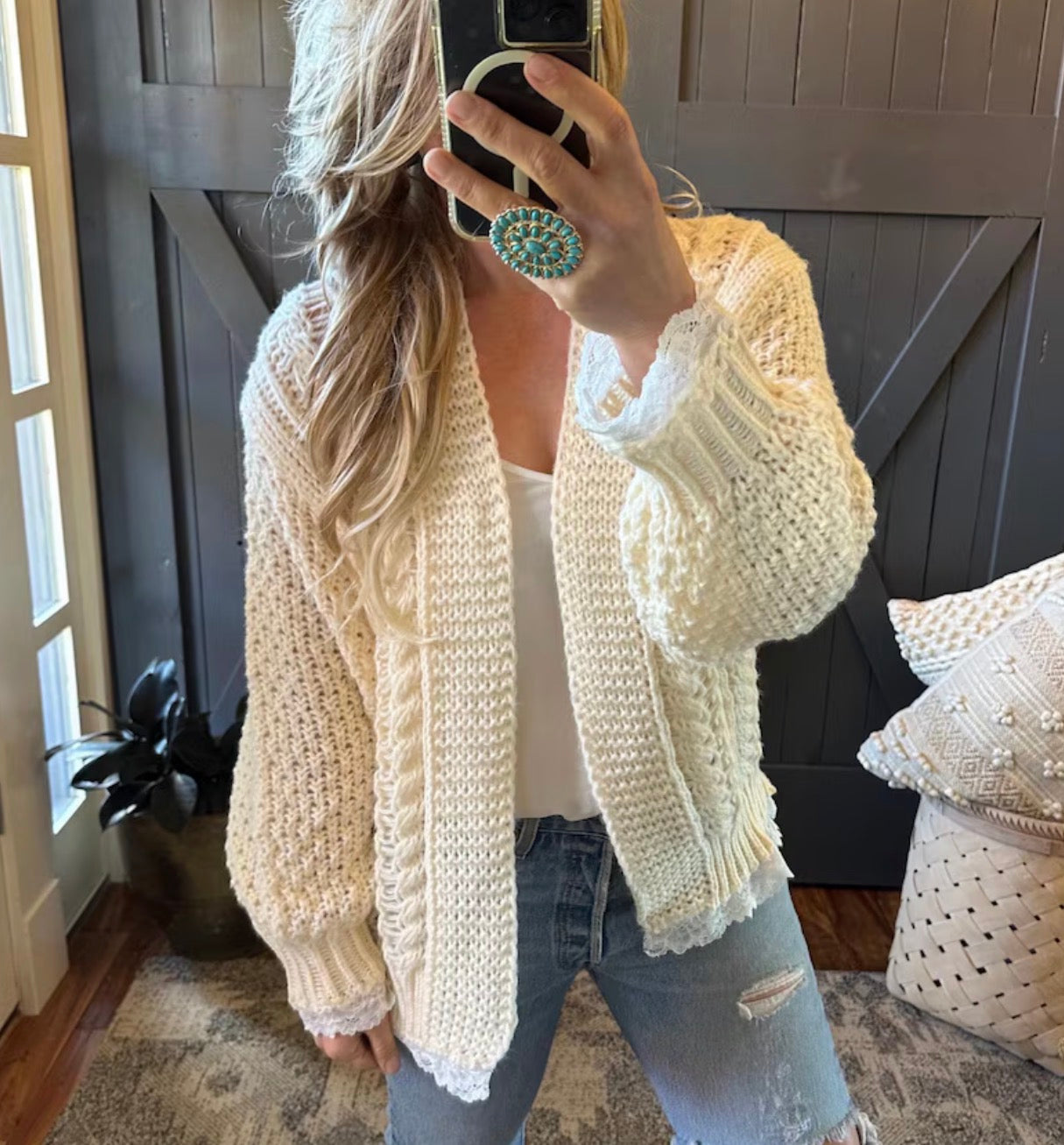 Heirloom Lace Trim Cardigan Sweater (Copy) - Lavender Tribe