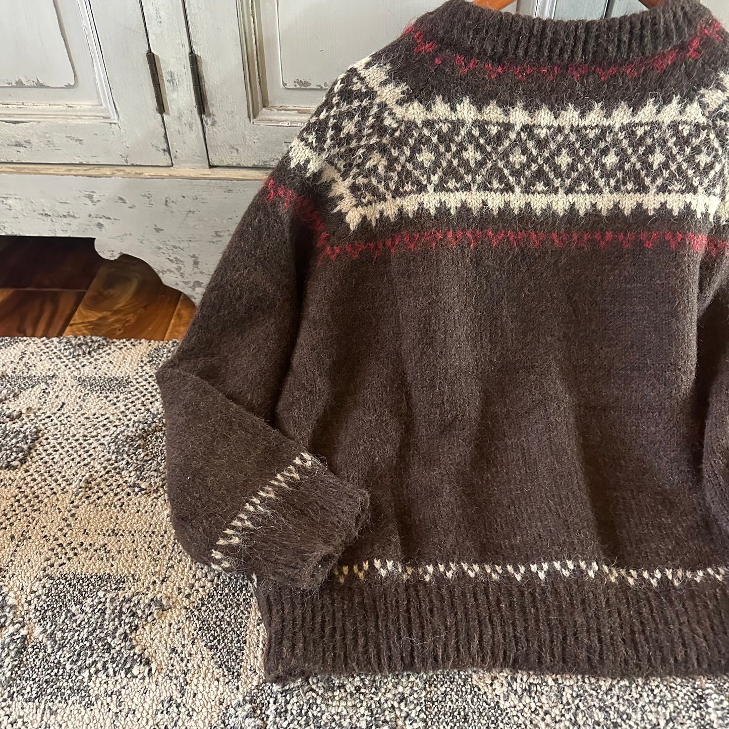 Fair Isle Brown Cardigan Sweater