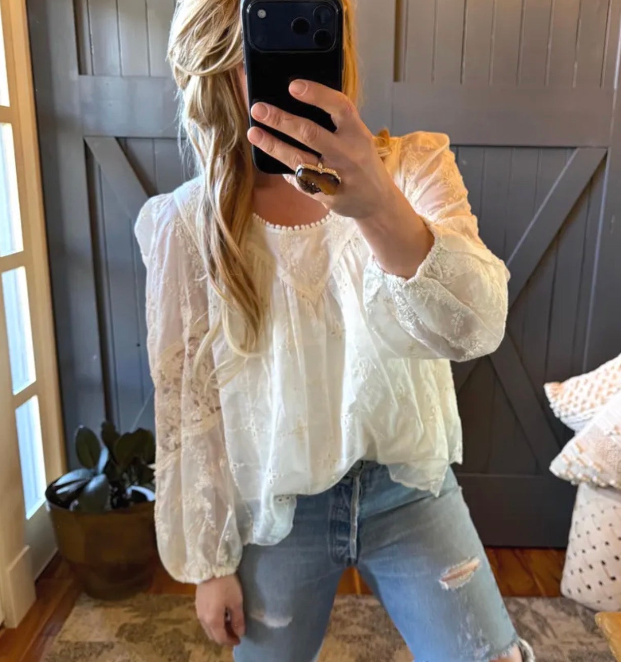 Reece Embroidered Lace Blouse - Lavender Tribe