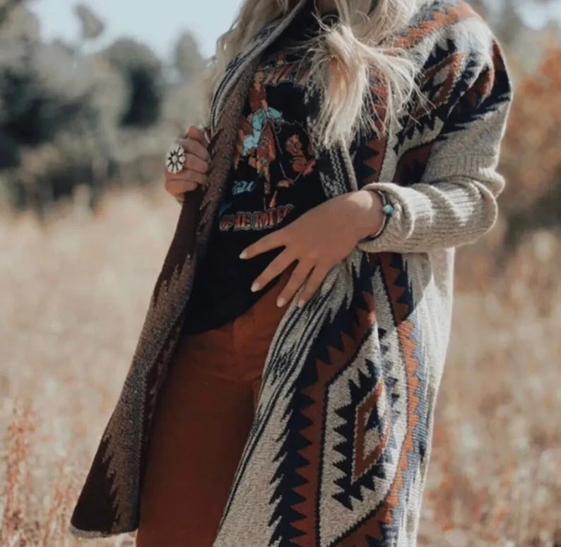 Wyoming Grey Cardigan Blanket Sweater