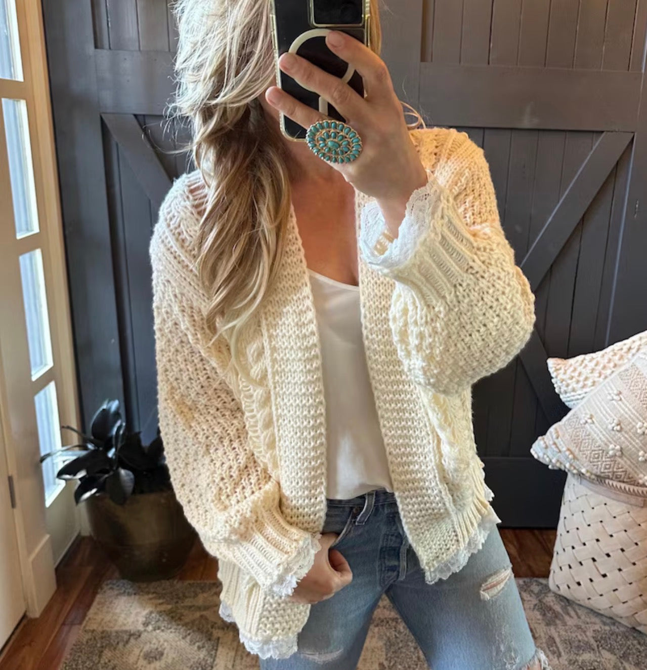 Heirloom Lace Trim Cardigan Sweater (Copy) - Lavender Tribe
