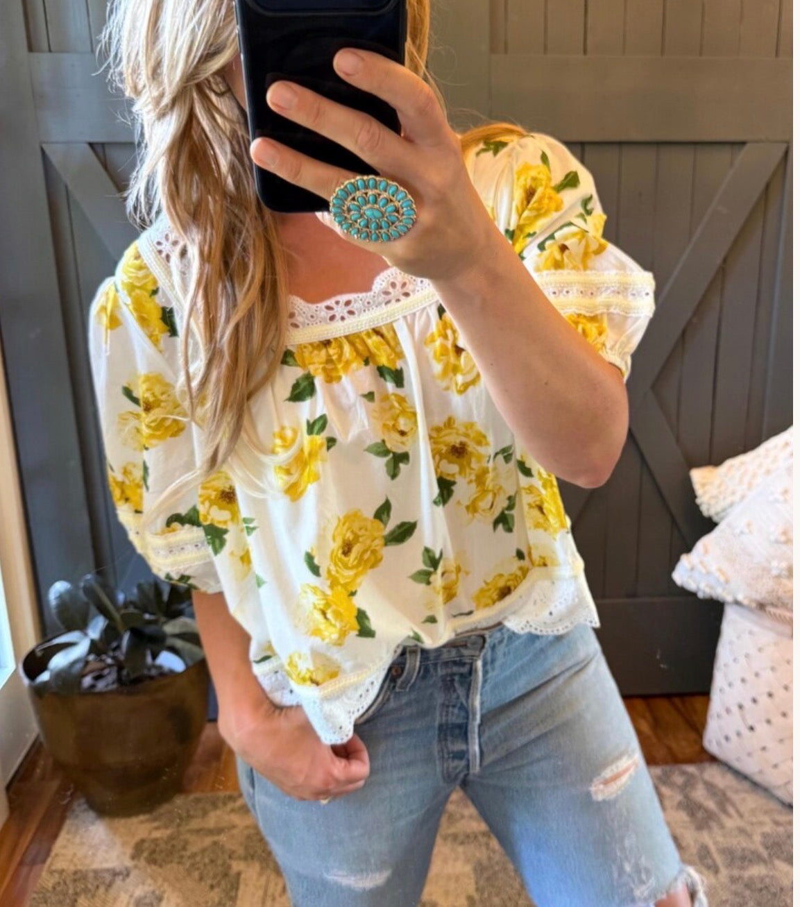 Cottage Floral Cotton Lace Blouse