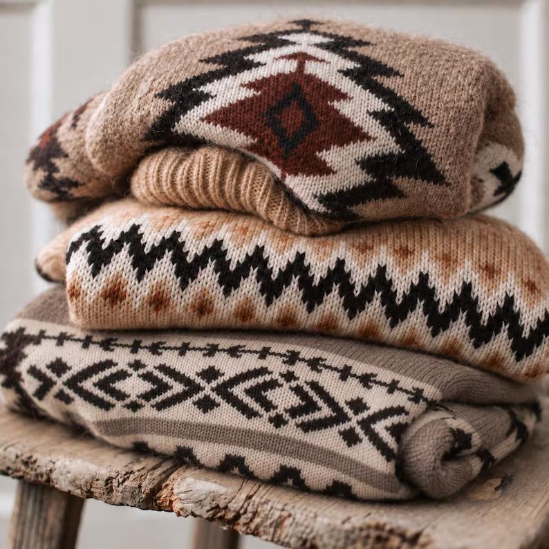 Fair Isle Knit Sweaters - Cardigans or Turtlenecks