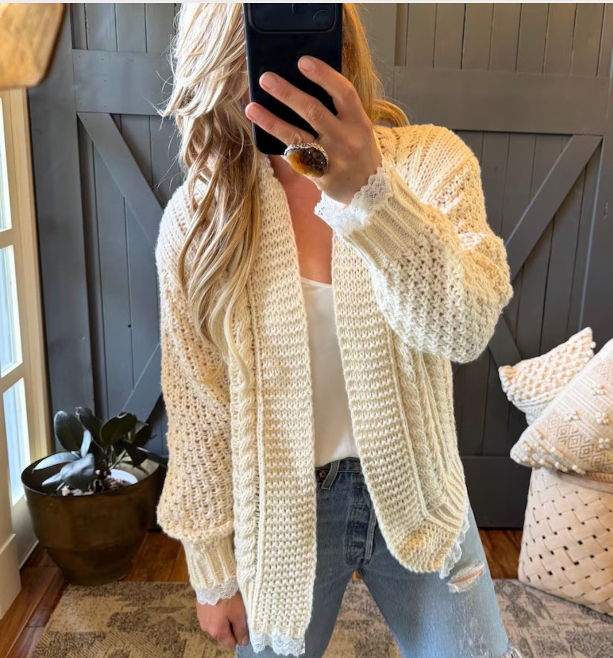 Heirloom Lace Trim Cardigan Sweater (Copy) - Lavender Tribe
