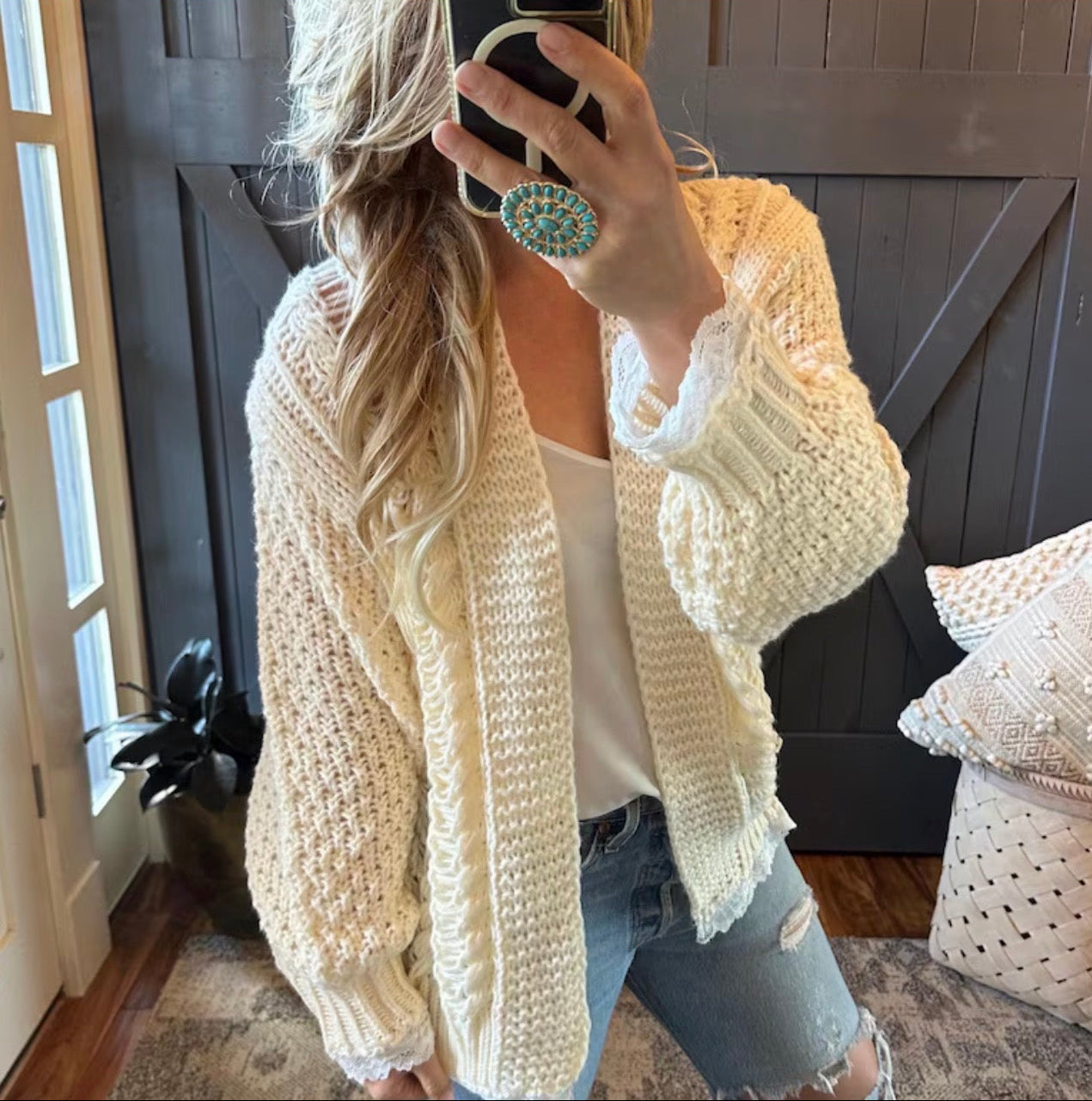 Heirloom Lace Trim Cardigan Sweater (Copy) - Lavender Tribe