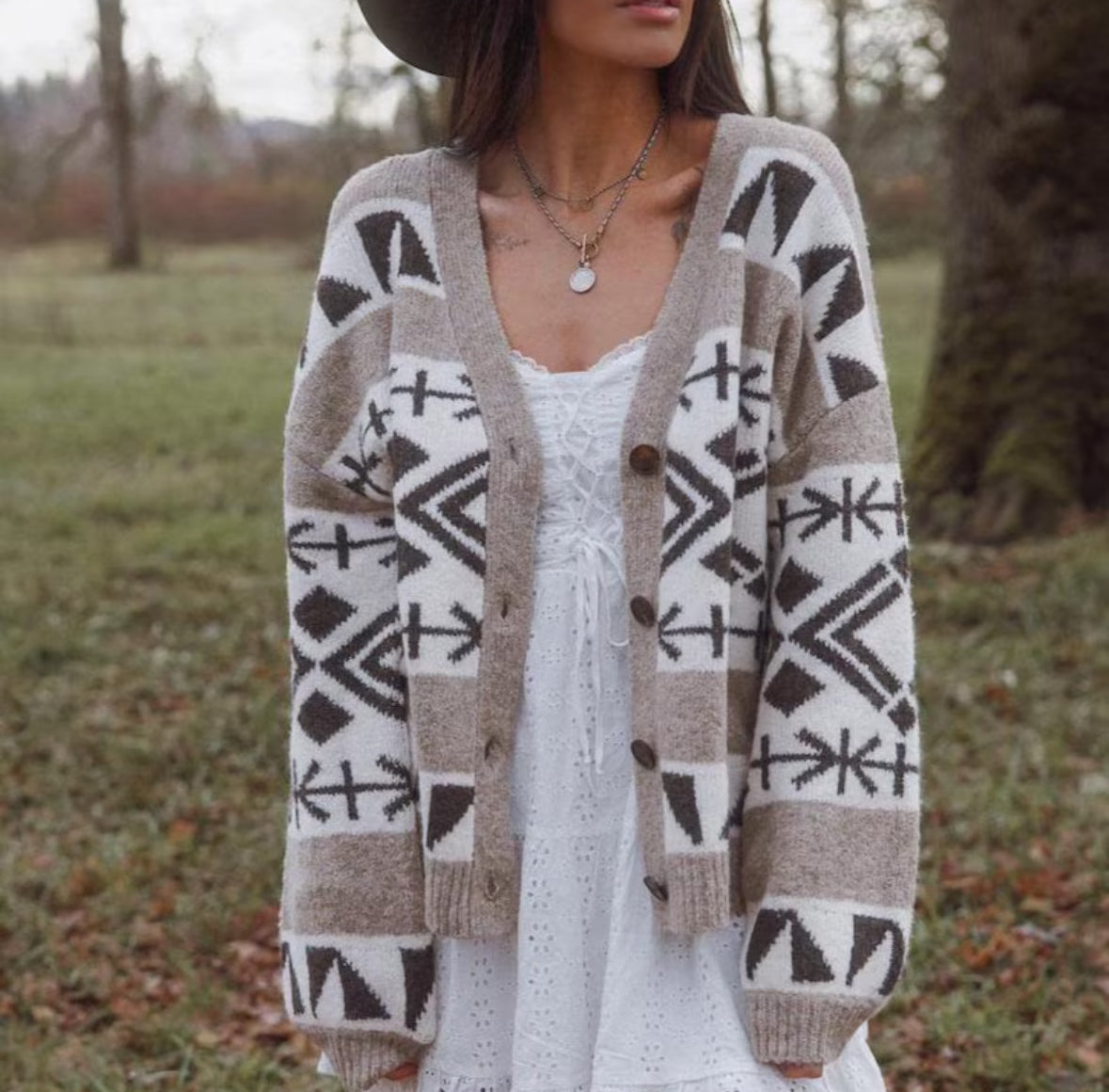 Western Knitted Cardigan Sweater