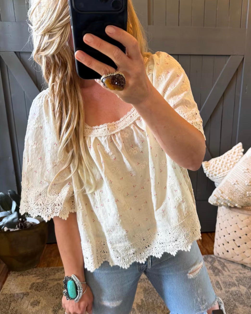 Floral Cottage Cotton Linen Blouse (Copy) - Lavender Tribe
