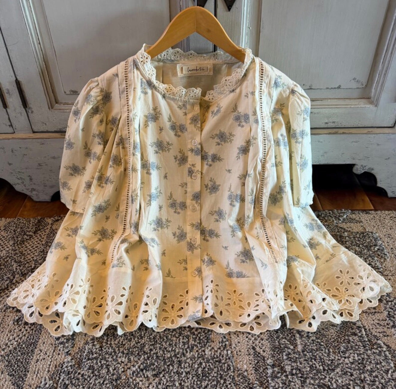 Floral Cottage Cotton Feminine Blouse - Lavender Tribe