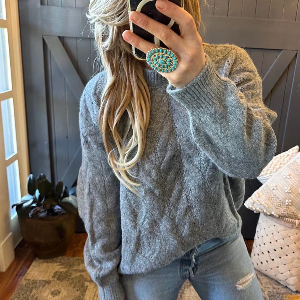 Fisherman's Knit Oversized Sweater in Grey - Lavender Tribe