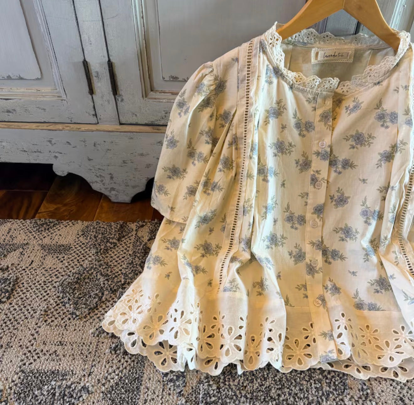 Floral Cottage Cotton Feminine Blouse - Lavender Tribe