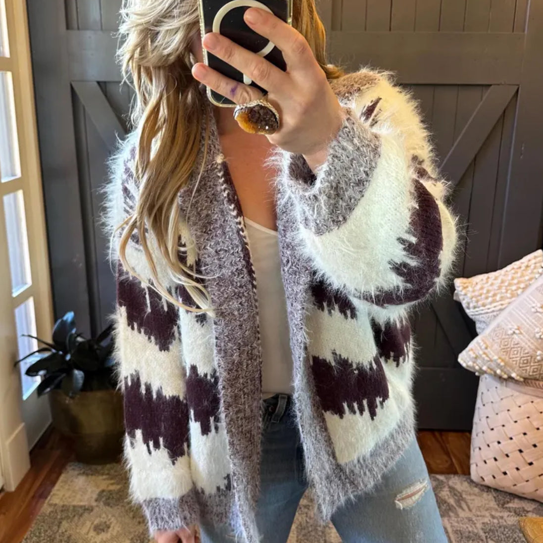 Oversized Angora Cardigan Sweater