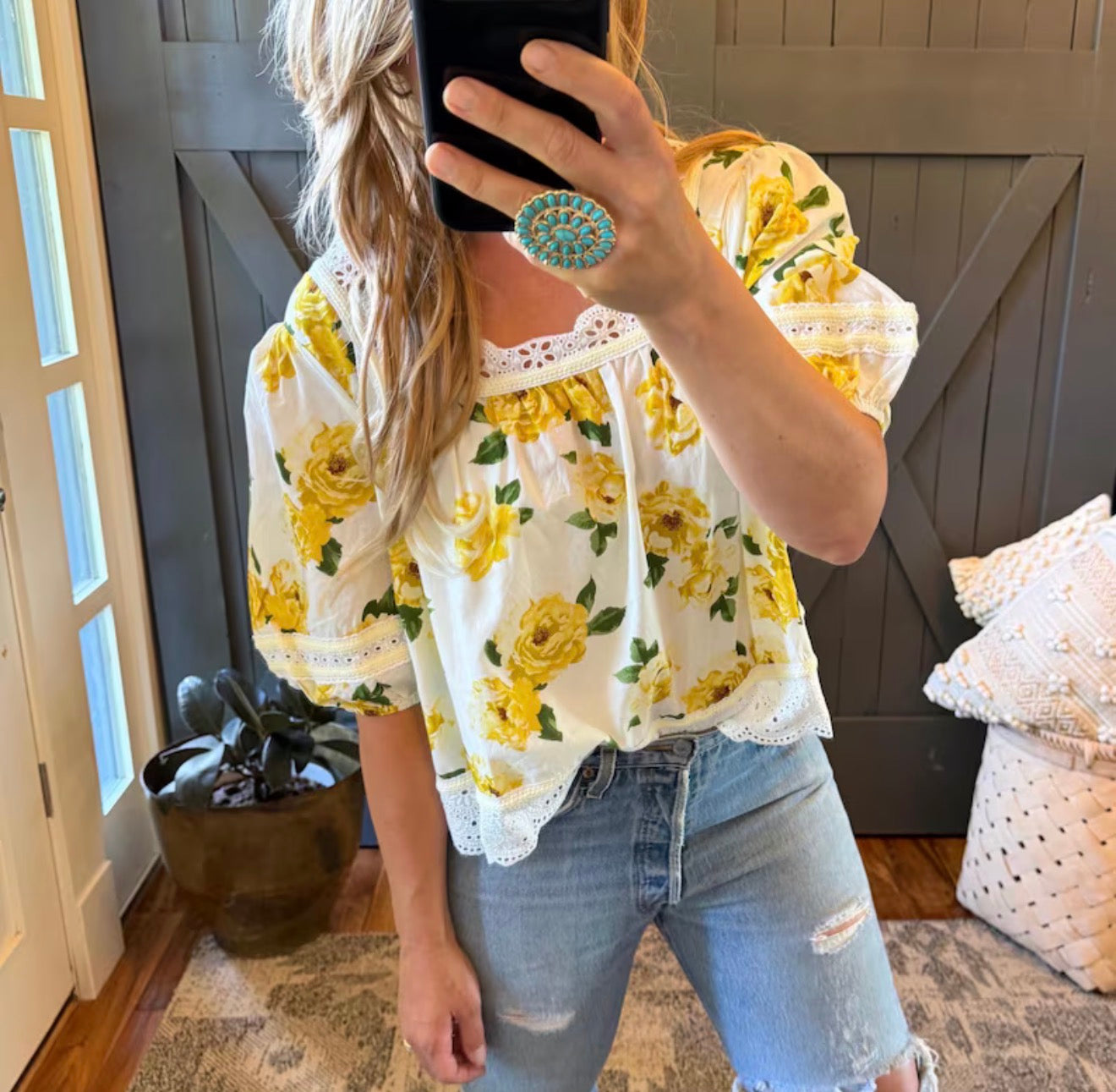 Cottage Floral Cotton Lace Blouse