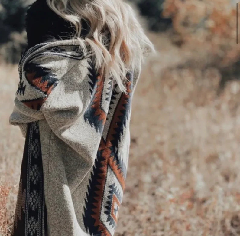 Wyoming Grey Cardigan Blanket Sweater
