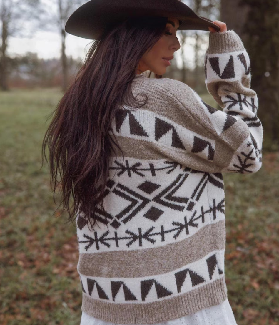 Western Knitted Cardigan Sweater