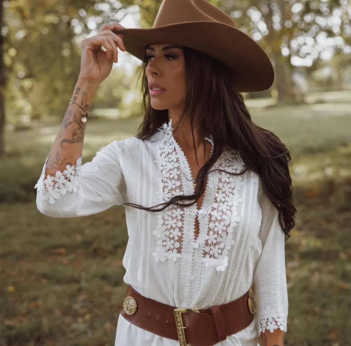 Stellan White Lace Mock Neck Blouse