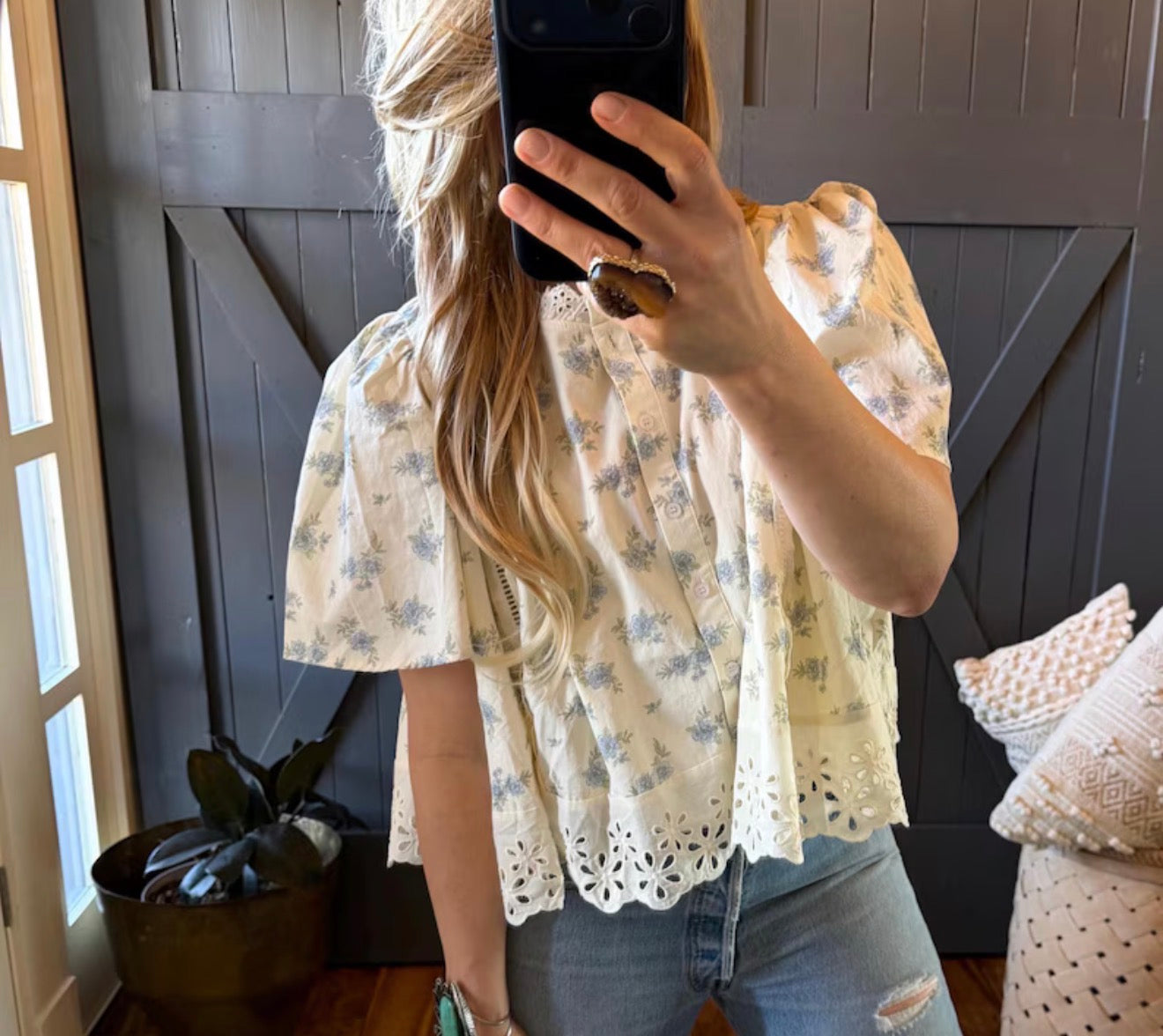 Floral Cottage Cotton Feminine Blouse - Lavender Tribe