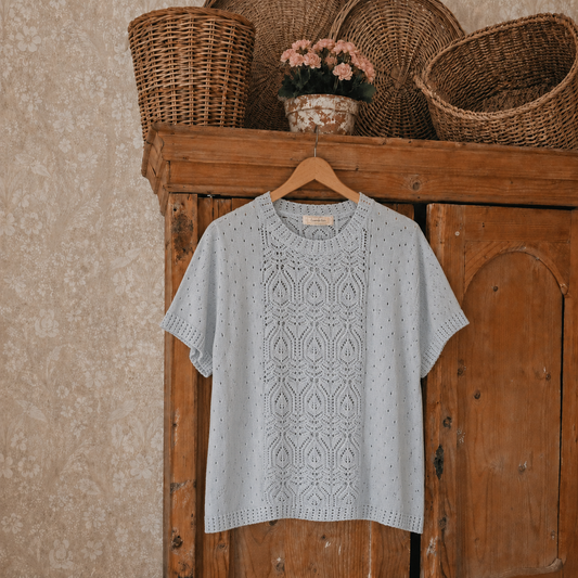 Crochet Cotton Knit Top - Lavender Tribe