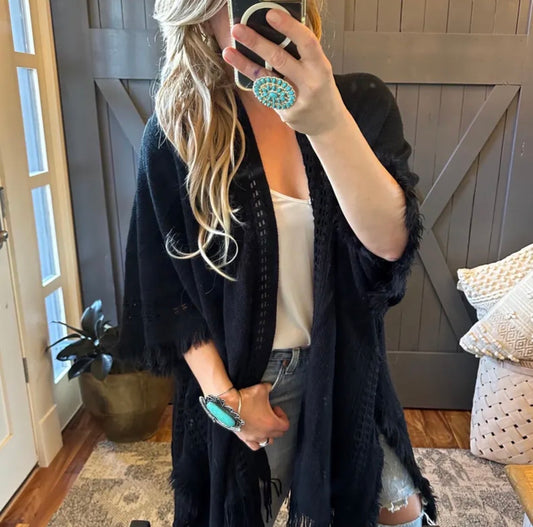 Bohemian Loom Black Cardigan Sweater - Lavender Tribe