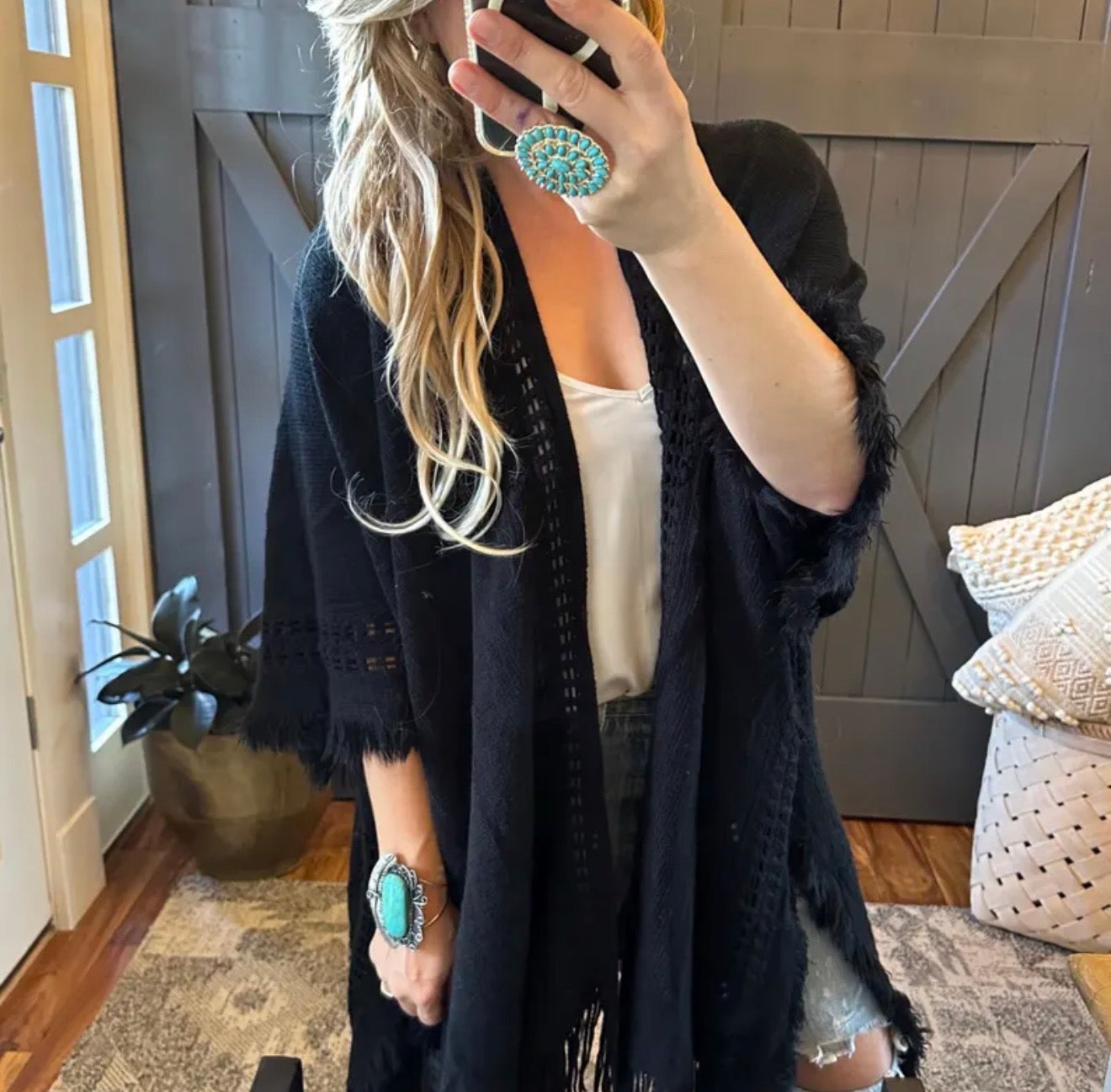 Bohemian Loom Black Cardigan Sweater - Lavender Tribe