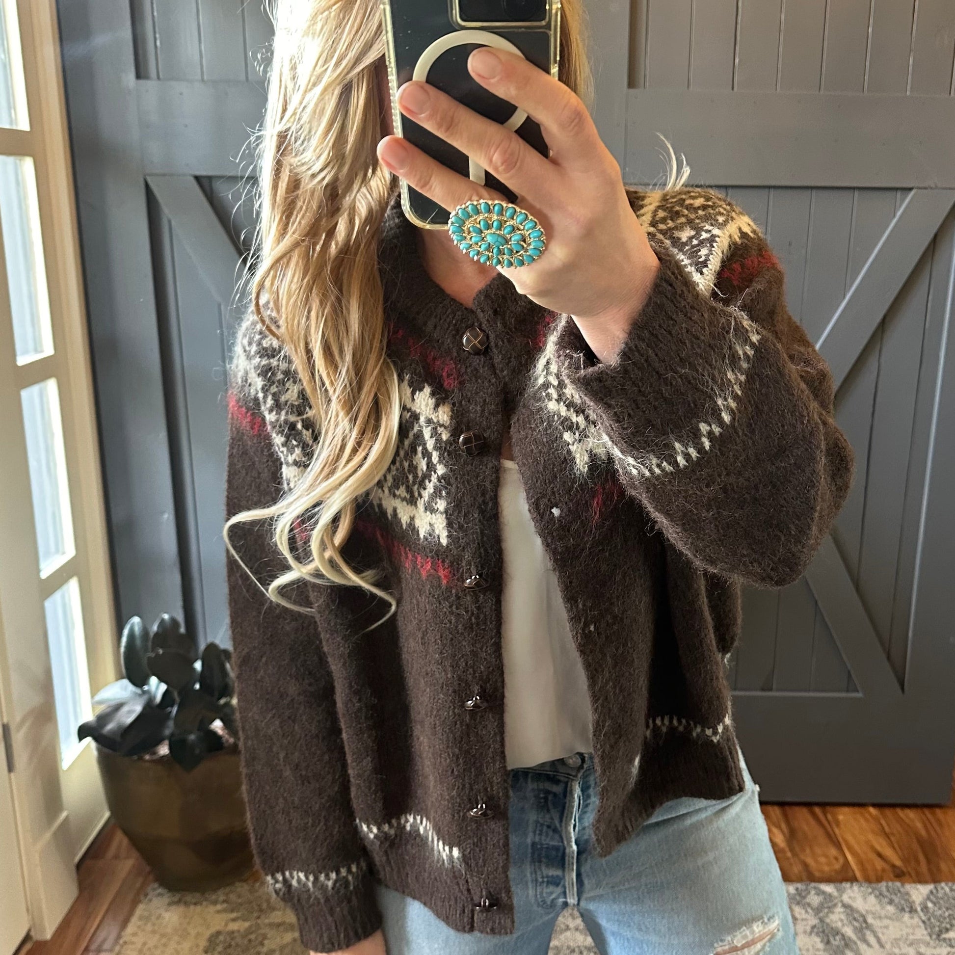 Brown Fair Isle Wool Sweater 