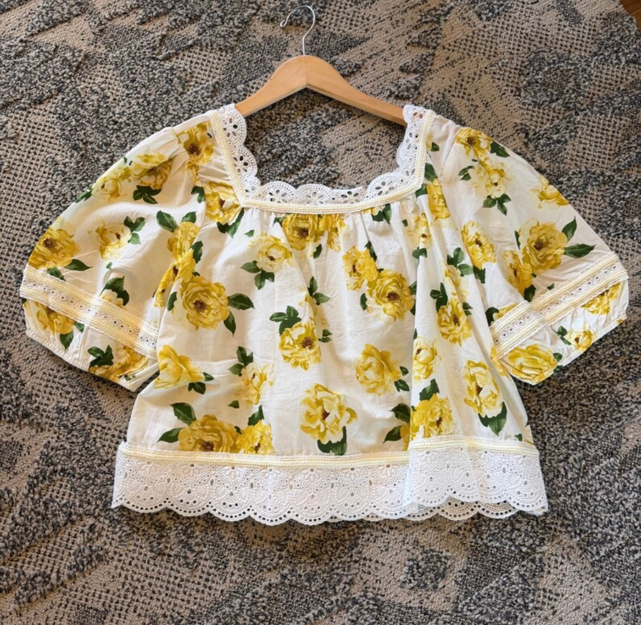 Cottage Floral Cotton Lace Blouse