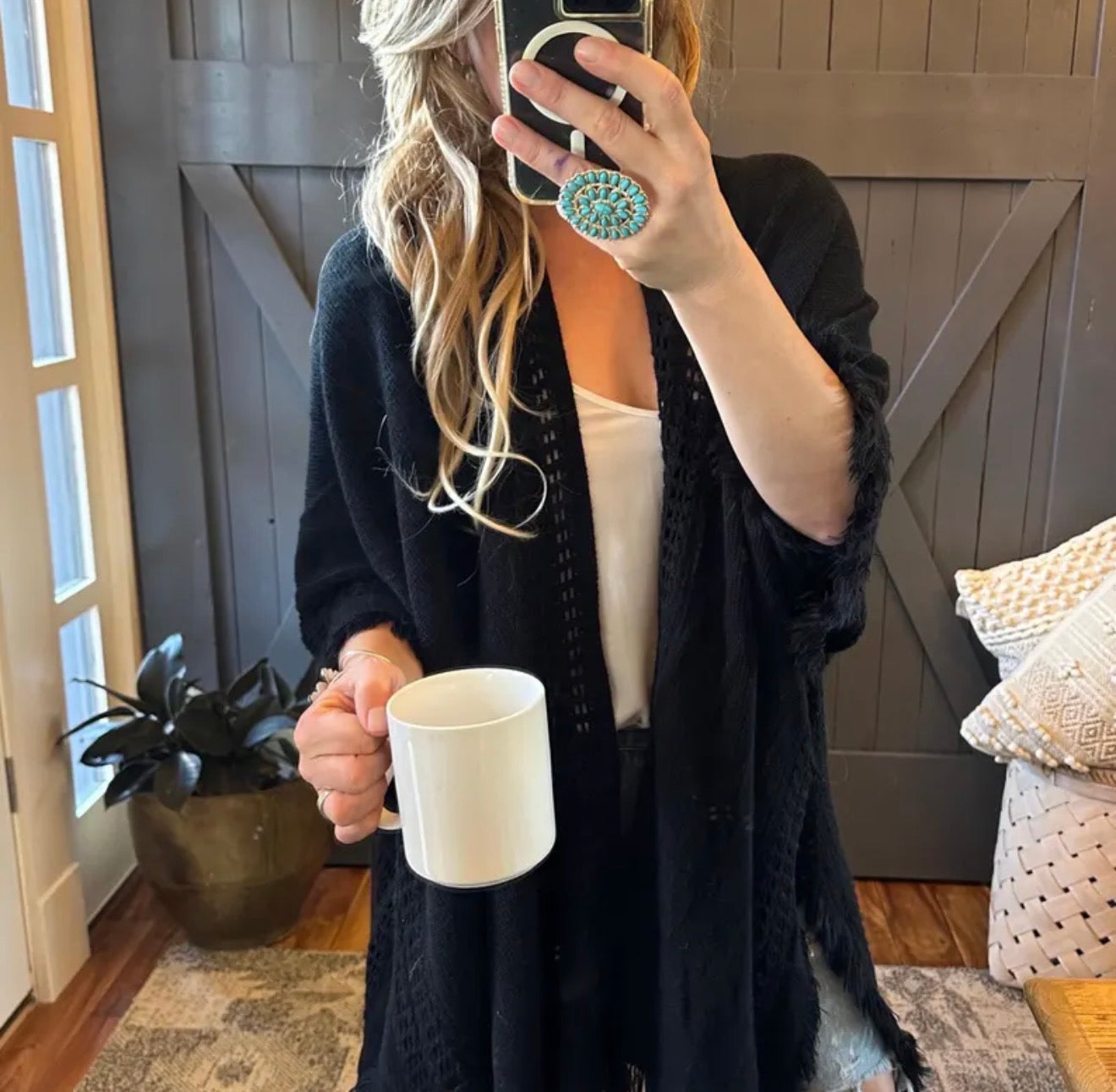 Bohemian Loom Black Cardigan Sweater - Lavender Tribe
