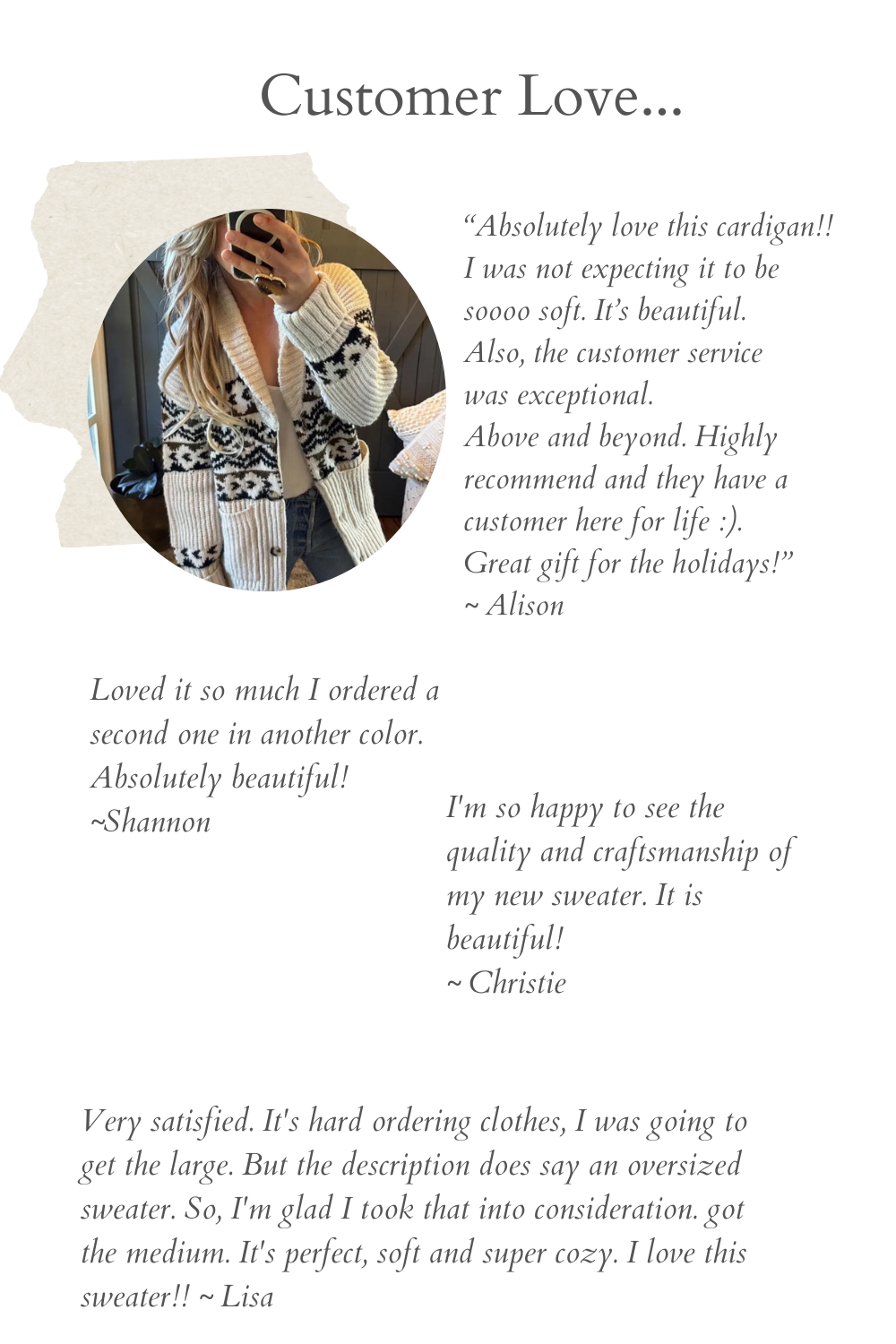 Western Cowichan Print Cream Cardigan Sweater