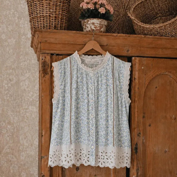Cottage Toile Floral Sleeveless Blouse (Copy) - Lavender Tribe