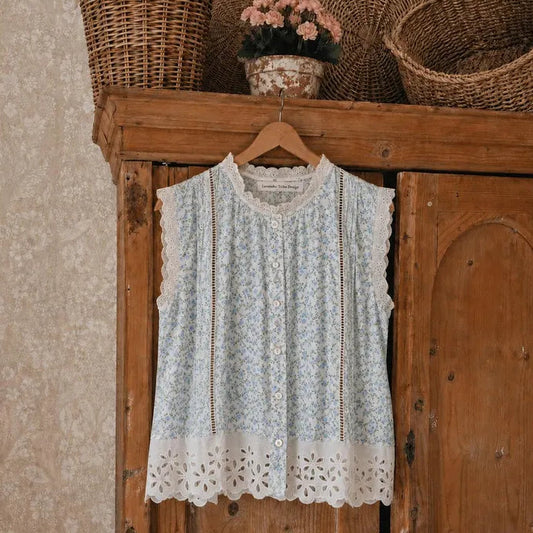 Cottage Toile Floral Sleeveless Blouse (Copy) - Lavender Tribe