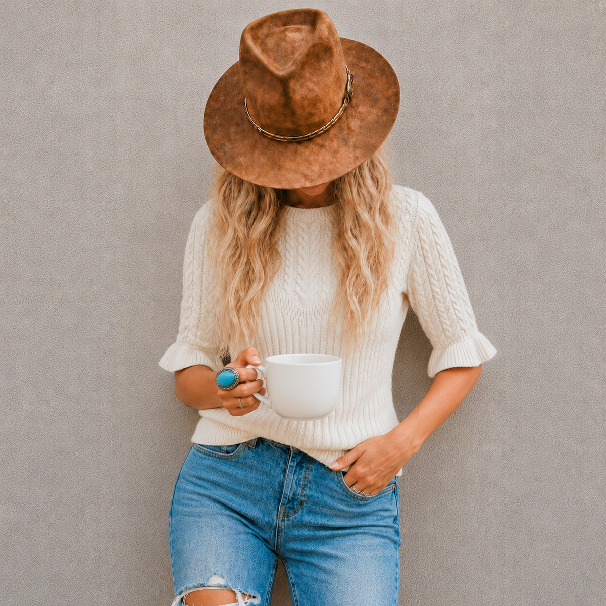 Cotton Cable Knit Sweater - Lavender Tribe
