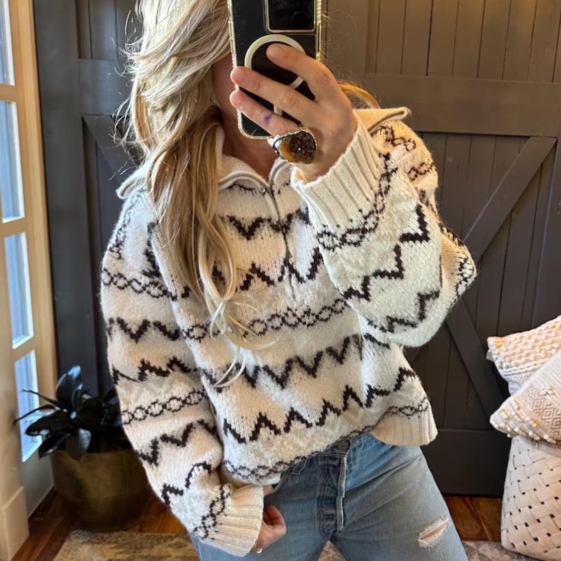 Cotton Half Zip Modern Sweater