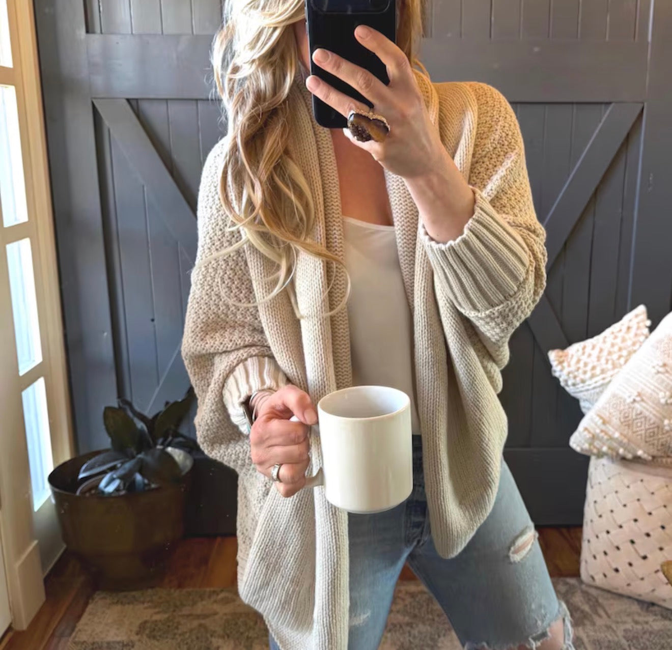 Cozy Shawl Collar Cardigan - Lavender Tribe