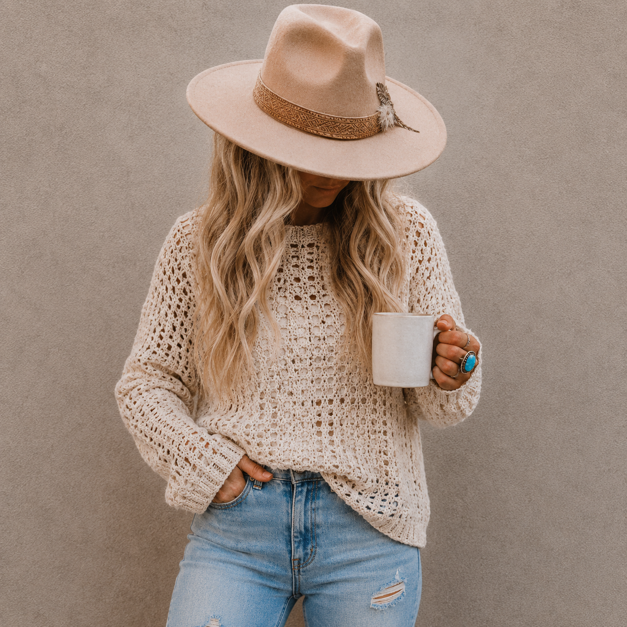 Crochet Lace Knit Lightweight Pullover Sweater by Lavender Tribe Design
