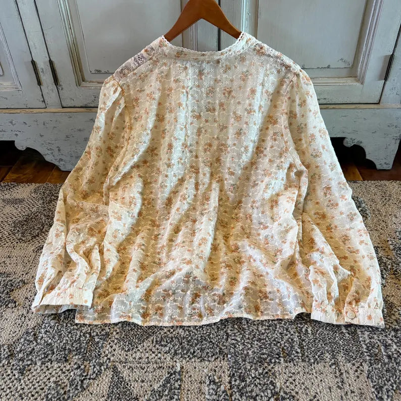 Embroidered Floral Button Front Blouse