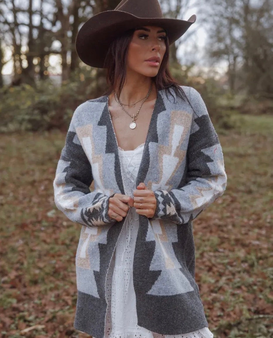 Emory Grey Cardigan Sweater - Lavender Tribe
